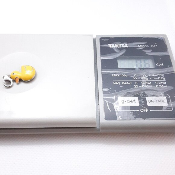 New sterling silver and yellow enamel duck charm.  Lobster claw clasp. - Picture 5 of 7